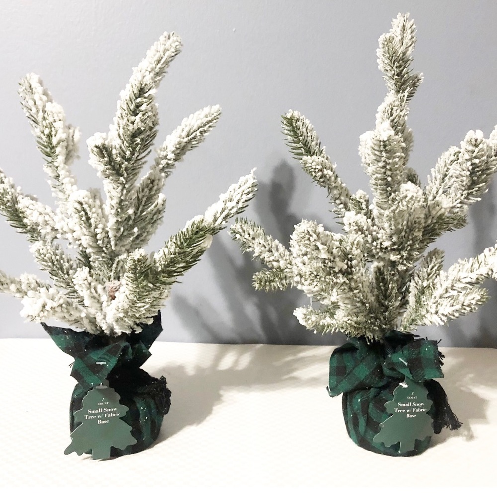 2 Frocked Artificial Trees with Heavy Fabric Base, NEW